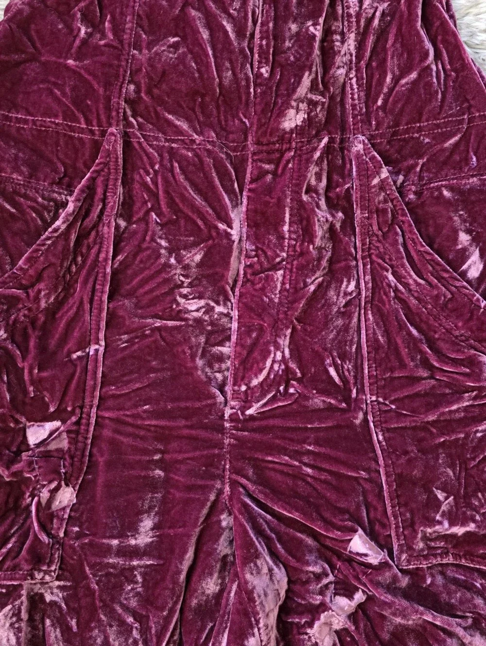 Free People Weekender Velvet Overalls In Red Wine Women's Size XL